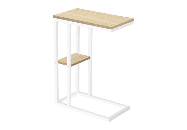 English Elm Accent Table, C-Shaped Modern Design For Living Room & Bedroom - Space-Saving Snack & Laptop Stand B2710P219403