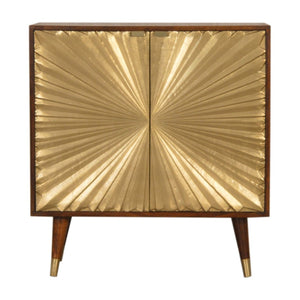 English Elm Solid Mango Wood Cabinet with Brass Plated Doors and Nordic Feet for Living Rooms B182P284339