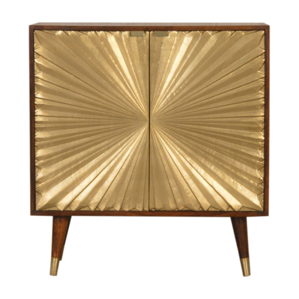 English Elm Solid Mango Wood Cabinet with Brass Plated Doors and Nordic Feet for Living Rooms B182P284339