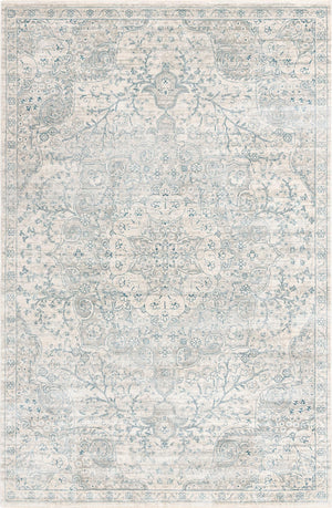 Unique Loom Newport Elms Machine Made Medallion Rug Gray, Ivory/Blue 6' 1" x 9' 2"