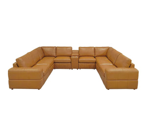 English Elm Large Modular Sectional Sofa Top Grain Leather Match Square Arm Living Room Ginger B2748S00138