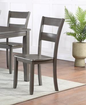 English Elm 2pc Gray Ladder Back Dining Chairs with Wood Seat 17.8"x17"x38.3" Set of 2 Transitional Comfort Style B011P264091