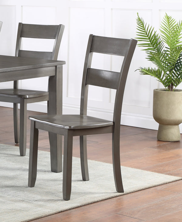 English Elm 2pc Gray Ladder Back Dining Chairs with Wood Seat 17.8"x17"x38.3" Set of 2 Transitional Comfort Style B011P264091