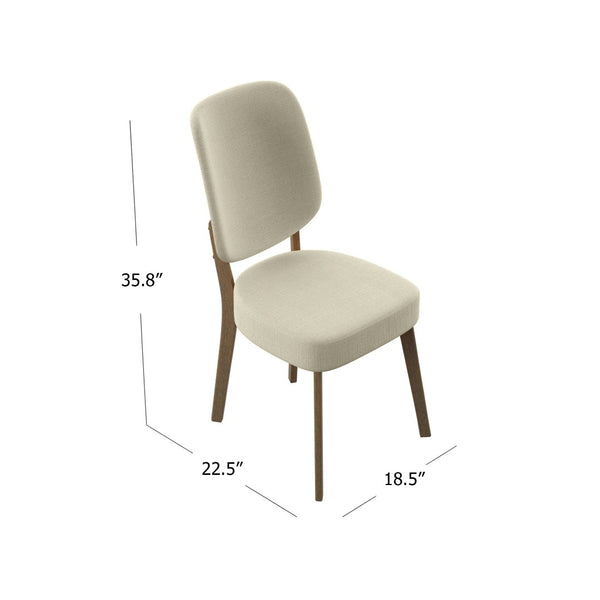English Elm Dellers Mid-century Upholstered Dining Chair Set Walnut Tapered Legs Foam Cushion Oatmeal B127P495084