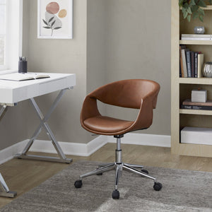 English Elm Task Chair with Chrome Five Star Base Grey Fabric Seat for Modern Home Office Use Camel,Chrome B202P474182