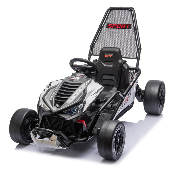 English Elm 24v Dual Motor Kids Go Kart with Drift Mode Roll Cage and Rear Suspension Ages 6 to 12 W1578P454061
