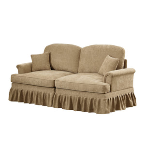English Elm Elegant Mid Century Two-Seater Sofa Couch With Flared Arms, Removable Skirts & Premium Chenille W3041S00241