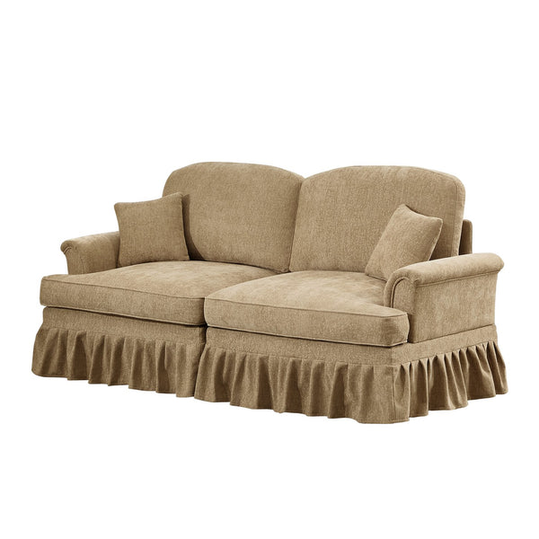 English Elm Elegant Mid Century Two-Seater Sofa Couch With Flared Arms, Removable Skirts & Premium Chenille W3041S00241
