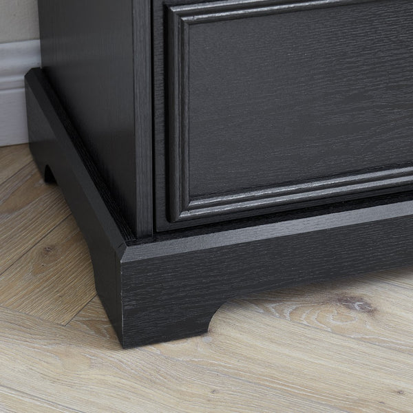 English Elm Modern 6-Drawer Chest of Drawers for Bedroom — Spacious Wooden Dresser with Smooth Glide Drawers, Elegant Patterned Top Black W2275P224406