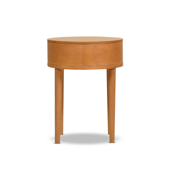 English Elm Jennifer Taylor Home - Cabana Natural Brown Oak 18" Round Cane Rattan Storage Side Table with Drawer & Wood Finish B2719P238487