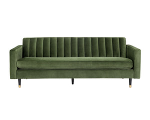 Sunpan YOSI Sofa - Moss Green Velvet with Channel Tufting for Modern Elegance & Everyday Comfort in Living Rooms 103687V
