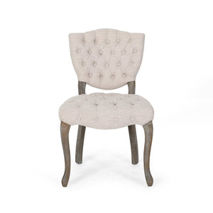 English Elm Kd Button Tufted Dining Chairs Set of 2 Rubberwood Scrolled Legs Vintage Style 61624.00FBGE