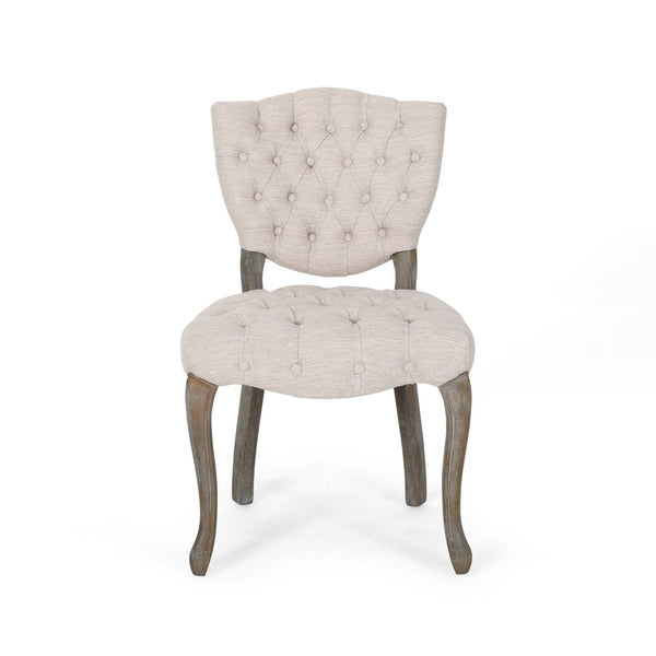 English Elm Kd Button Tufted Dining Chairs Set of 2 Rubberwood Scrolled Legs Vintage Style 61624.00FBGE