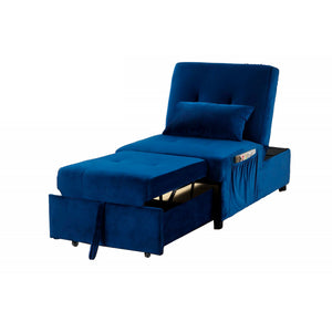 English Elm Velvet Adjustable Sleeper Lounge Chaise with Convertible Back, Plush Navy Velvet, 72" Long Comfort Recliner B011P367207