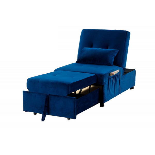 English Elm Velvet Adjustable Sleeper Lounge Chaise with Convertible Back, Plush Navy Velvet, 72" Long Comfort Recliner B011P367207