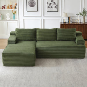 English Elm L-Shaped Cloud Sectional Sofa - Cozy Modular Sleeper Couch In Green, No Assembly, Perfect For Any Space W2339P409430