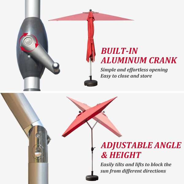 English Elm Rectangle Patio Umbrella With Crank Lift & Tilt For Ultimate Shade - Durable Brick Red Design W1859P320952-GIGA