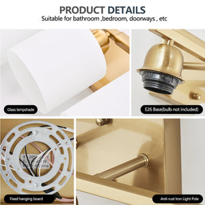 English Elm 6 Light Coppery Vanity Fixture 38" Brushed Gold Metal 6-Bulb Bath Sconce with Milky Shades, Dimmable W2312P374858