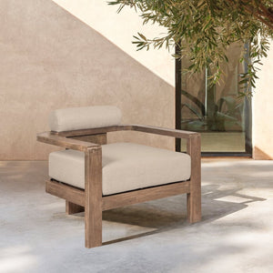 English Elm Relic Outdoor Eucalyptus Lounge Chair with Fade Resistant Olefin Cushions for Patio B2736P464820