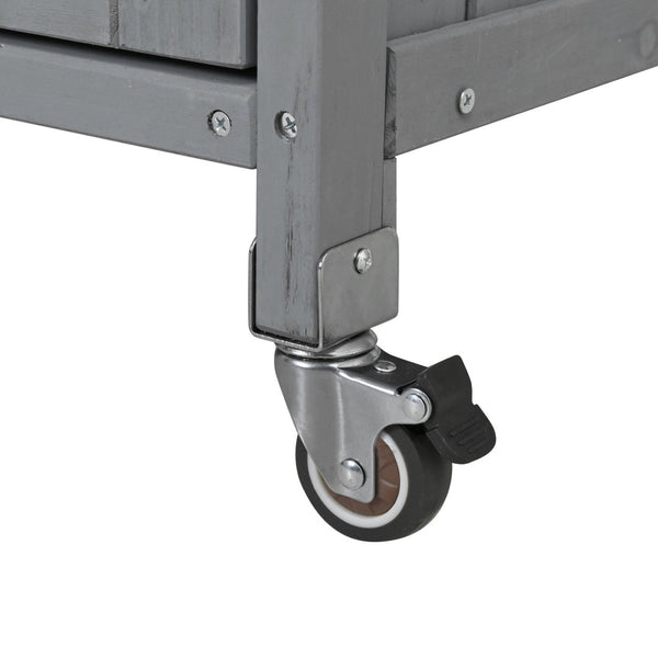 English Elm Foldable Outdoor Kitchen Cart with Stainless Worktop Fir Wood Frame and Lockable Wheels Grey N719P380279E