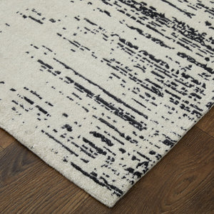 Feizy Rugs Cod8928f Coda Abstract Hand-woven Wool & Viscose Rug - Bold Modern Design With High-low Pile Sheen Finish Black,White Wool,Viscose Cod8928fblkwhtc50