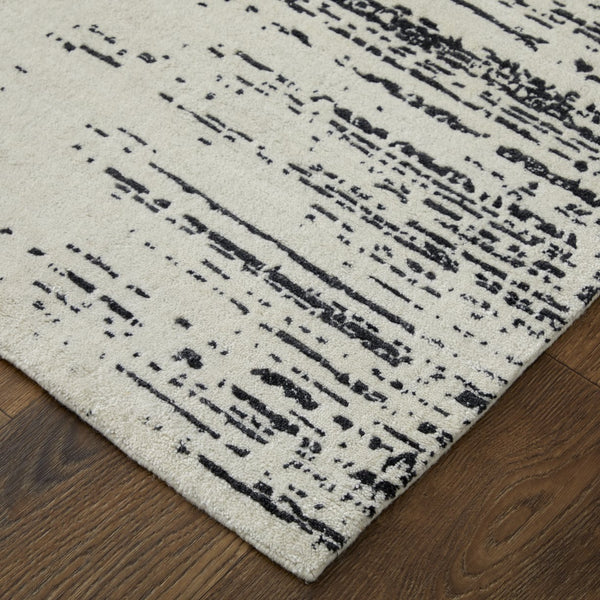 Feizy Rugs Cod8928f Coda Abstract Hand-woven Wool & Viscose Rug - Bold Modern Design With High-low Pile Sheen Finish Black,White Wool,Viscose Cod8928fblkwhtc50