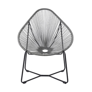 English Elm Lirren Steel Papasan Lounge Chair with Woven Rope Seat, Indoor/Outdoor Durable Design, No Assembly Required Gray B2736P354330