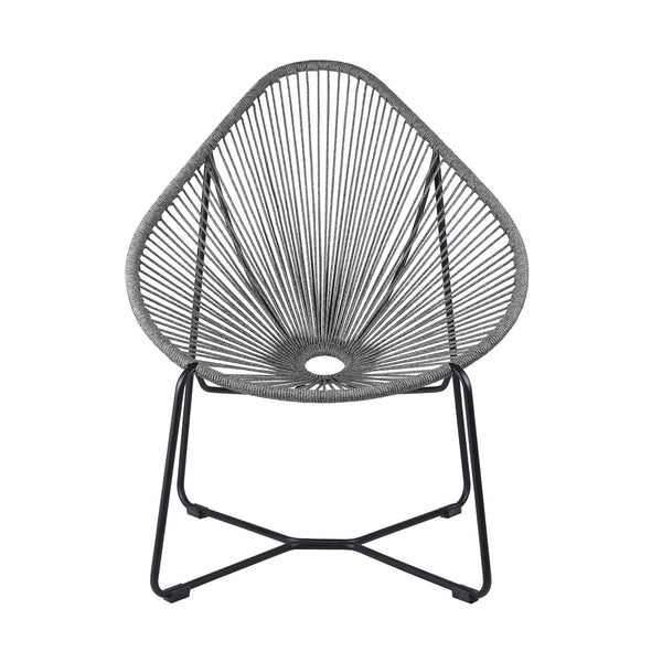 English Elm Lirren Steel Papasan Lounge Chair with Woven Rope Seat, Indoor/Outdoor Durable Design, No Assembly Required Gray B2736P354330