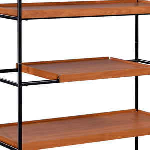 English Elm Honey 6-Shelf Bookshelf in Honey Oak and Black — 70" Tall Sturdy Metal Frame, Stylish Storage Display Solution B062P209197