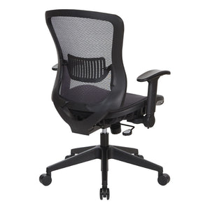 OSP Home Furnishings Dark Air Grid Mesh Manager Chair with Lumbar Support and Ergonomic Adjustable Arms 515-77N1F2