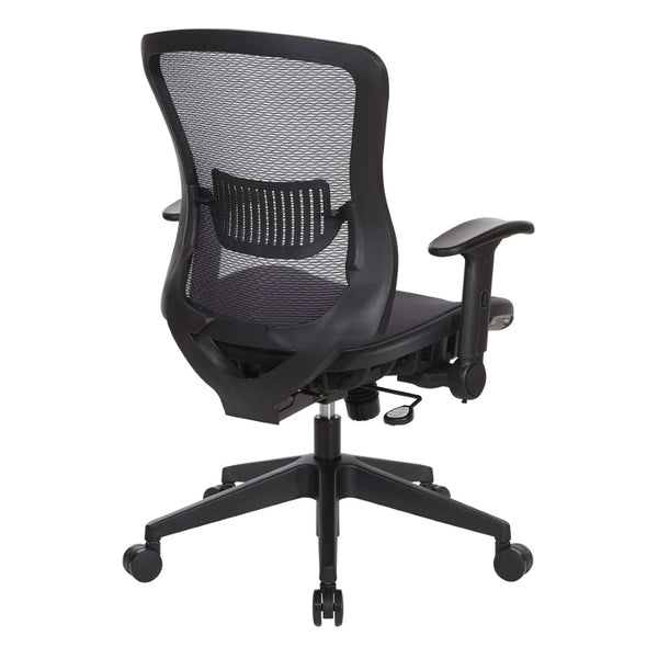 OSP Home Furnishings Dark Air Grid Mesh Manager Chair with Lumbar Support and Ergonomic Adjustable Arms 515-77N1F2