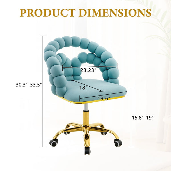 English Elm Set of Velvet Bubble Chair with Sculptural Linked Back and Rolling Caster Base for Office Gold,Teal W1512P491833