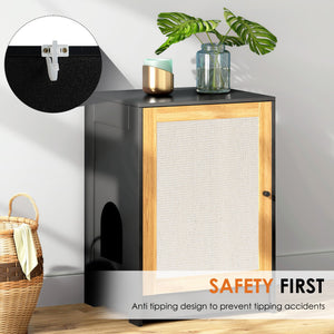 English Elm Cat Litter Box Enclosure Modern Black Litter Cabinet with Sisal Scratching Door, Wheels & Storage W1687P356622