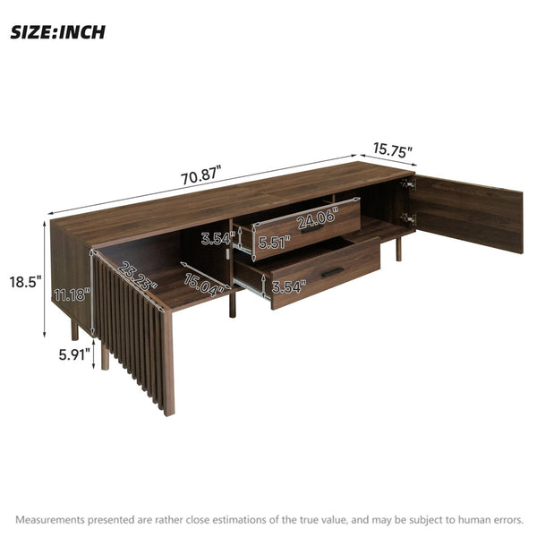 English Elm 70inch Rattan Door Media Console with Iron Legs Natural Wood Finish Living Room N710P429516Q