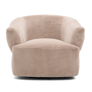 English Elm Plush Barrel Swivel Accent Chair Velvet Upholstered 360 Degree Base Living Room Blush Brown N776P403621W
