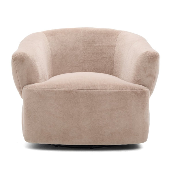 English Elm Plush Barrel Swivel Accent Chair Velvet Upholstered 360 Degree Base Living Room Blush Brown N776P403621W