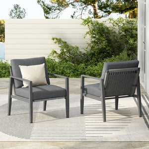 English Elm Christopher Knight Home® - [Set Of 2] Gray Aluminum Lounge Chairs With Plush Cushions And Modern Rope Accents For All Spaces N767P237034G_2