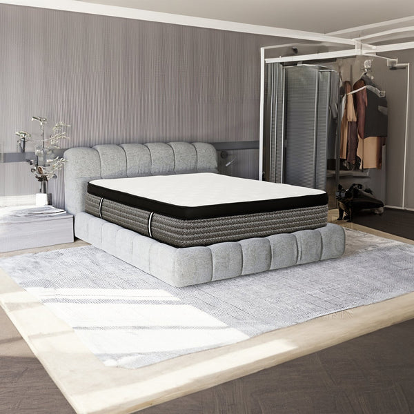 English Elm Premium 16 in. King Size Hybrid Mattress - 16" Euro Top Pocket Coil with Gel Memory Foam, Cool Plush Support, Black Border Elegance B011P208179
