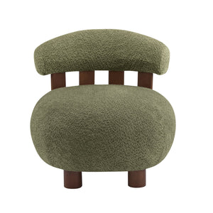 English Elm Christopher Knight Home® - Modern Boucle Accent Chair with Plush Rounded Silhouette, Solid Wood Frame, Cozy Reading Seat Olive Green,Walnut 29 L x 28.5 W x 21.85 H N776P278240S