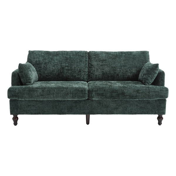 English Elm Modern chenille 2-seater sofa with LED lighting, USB charging, storage pocket, sturdy wood legs Emerald W395P318546