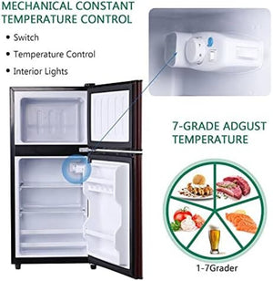 English Elm 3.5cu.ft Two Door Compact Mini Fridge Wood Finish Freezer Dorm Bar Office W1002P210657