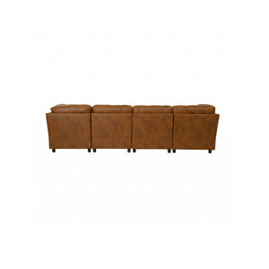English Elm Modern Configurable Sectional Sofa Foil Fabric Low Profile Living Room Seating Light Brown W5568S00052