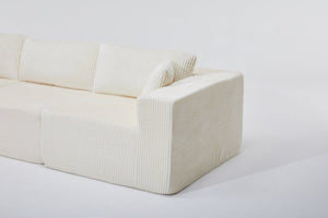 English Elm Modular Cloud Sectional with Corduroy Upholstery Deep Cushions for Living Rooms W1919S00007