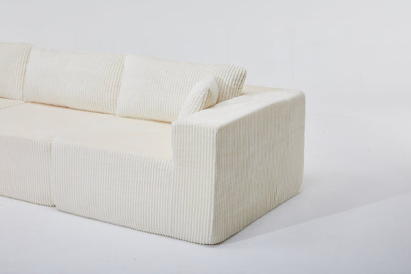 English Elm Modular Cloud Sectional with Corduroy Upholstery Deep Cushions for Living Rooms W1919S00007