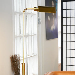 English Elm Ashcroft Furniture - Minimalist Floor Lamp - Slim Sculptural Lighting For Modern Living Rooms & Bedrooms With Gold Shade B183P315092