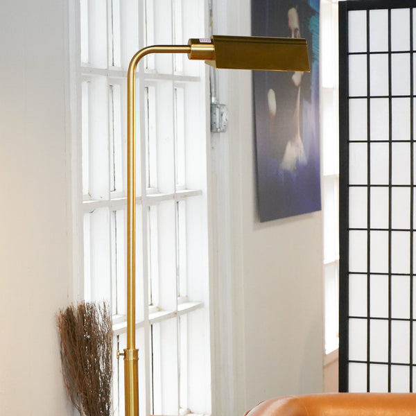 English Elm Ashcroft Furniture - Minimalist Floor Lamp - Slim Sculptural Lighting For Modern Living Rooms & Bedrooms With Gold Shade B183P315092
