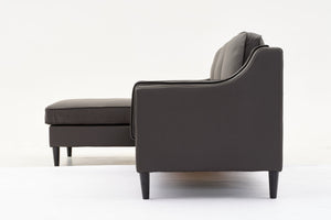 English Elm 94.5 Inch L-Shaped Genuine Leather Sofa With Left Chaise Lounge - Modern Espresso Elegance For Home W791S00023