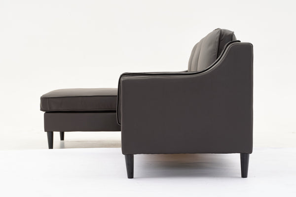 English Elm 94.5 Inch L-Shaped Genuine Leather Sofa With Left Chaise Lounge - Modern Espresso Elegance For Home W791S00023