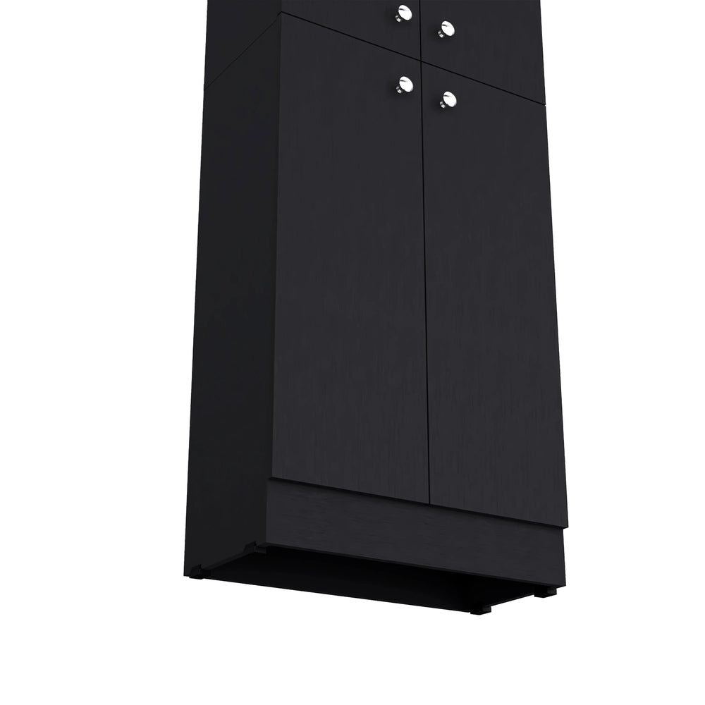 English Elm Wenge Sleek Pantry Cabinet 71.1" H with 5 Hidden Shelves, 4 Doors – Modern Slim Kitchen Storage Solution B062P193660