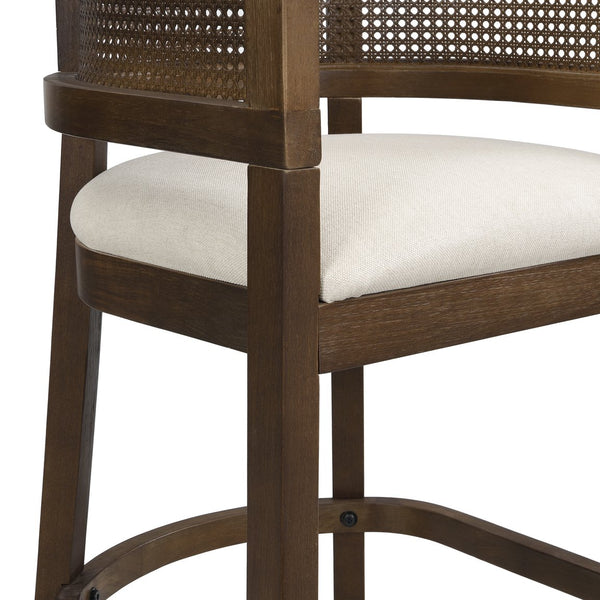 English Elm Christopher Knight Home® - Wood Upholstered Arm Bar Stools Set Of 2 - Beige & Walnut, Stylish Comfort For Modern Dining Spaces N771P265581T